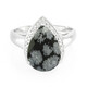 Anello in argento con Ossidiana Fiocco di Neve