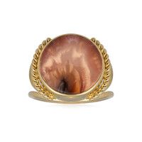 Anello in argento con Corniola Piumata di Giava (Bali Barong)