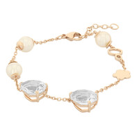 Bracciale placcato in oro con Quarzo Bianco