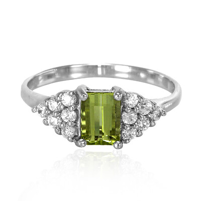 Anello placcato in platino con Tormalina Cuprian