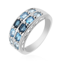Anello in argento con Topazio Blu Svizzero