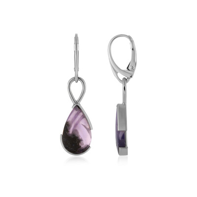 Orecchini in argento con Calcedonio Porpora di Giava (Bali Barong)
