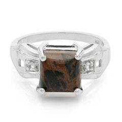 Anello in argento con Ossidiana Mogano