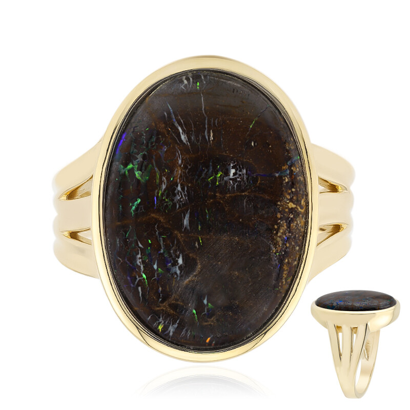 Philip Jones Anello Opale Blu Sintetico – Placcato Argento, Regolabile (Taglie M-Q), Con Sacchetto Regalo In Velluto