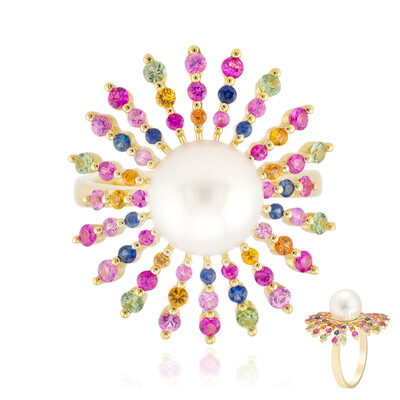 Anello in oro con Perla Bianca dei Mari del Sud (Michelle Albala)