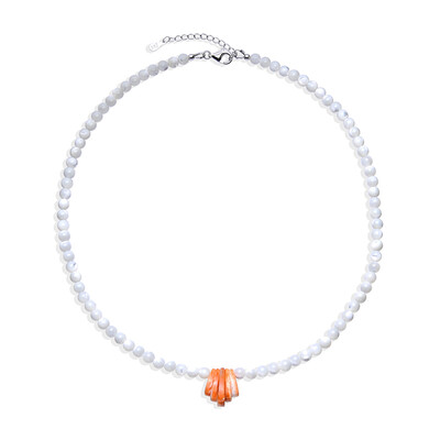 Collana in argento con Conchiglia di Ostrica Spinosa Arancione