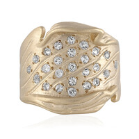 Anello placcato in oro con Topazio Bianco