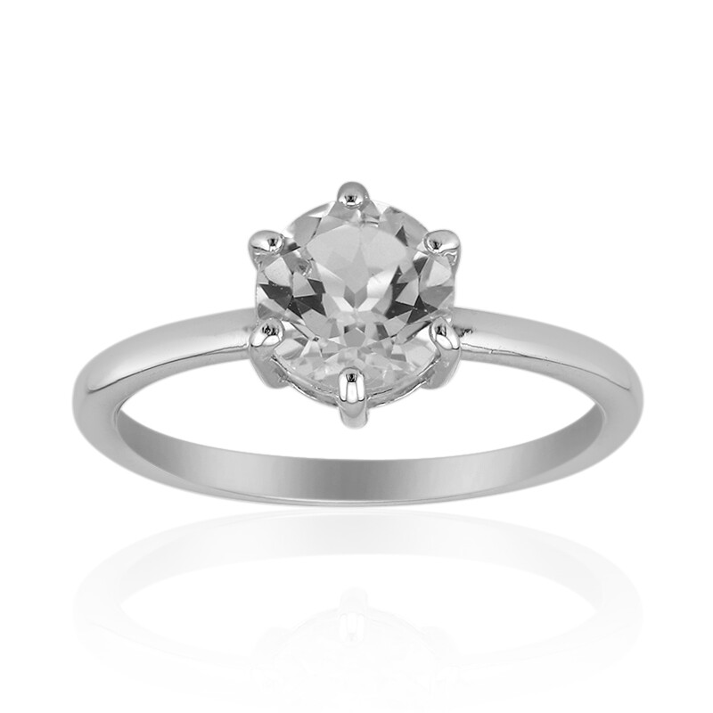 Anello In Argento Placcato Oro Rosa Con Quarzo Rosa Del Madagascar E Topazio Bianco, 1,15 Carati - Foto 4