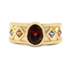 Anello in argento con Granato Mozambico