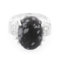 Anello in argento con Ossidiana Fiocco di Neve