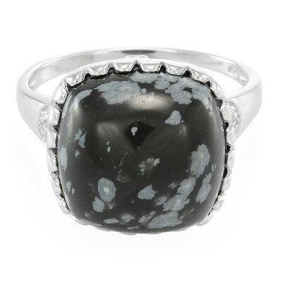Anello in argento con Ossidiana Fiocco di Neve
