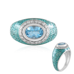 Anello in argento con Topazio Blu Svizzero (Adela Silber)