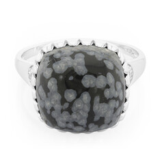 Anello in argento con Ossidiana Fiocco di Neve