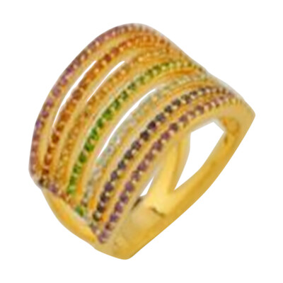 Anello placcato in oro con Gemme