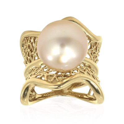 Anello in argento con Perla Dorata dei Mari del Sud Kabira (TPC)
