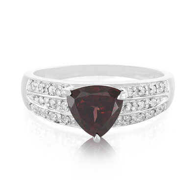 Anello placcato in platino con Zircone Rosso
