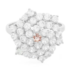 Anello placcato in platino con Zaffiro Padparadscha