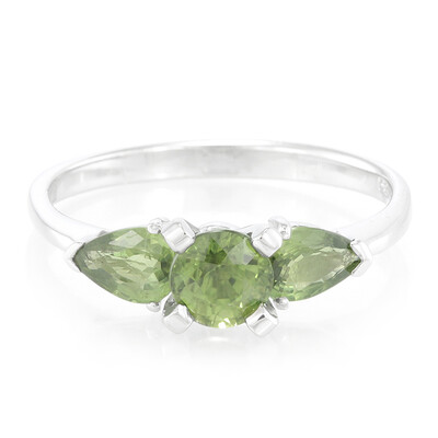 Anello placcato in platino con Zaffiro del Mozambico