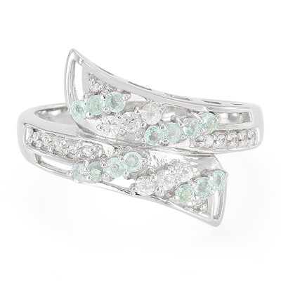 Anello in argento con Tormalina Paraíba e Zaffiro Bianco