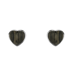 Orecchini in argento con legno fossile - Cuore
