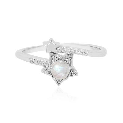Anello in argento con Pietra di Luna Arcobaleno