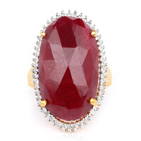 Anello placcato in oro con Rubino