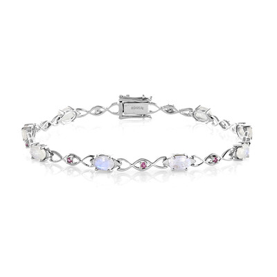 Bracciale in argento con Pietra di Luna Arcobaleno