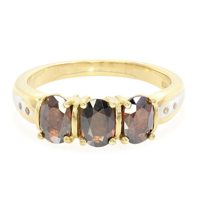 Anello placcato in oro con Zircone Cioccolato