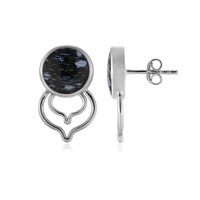 Orecchini in argento con Legno di Palma pietrificato Jambi (Bali Barong)