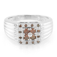 Anello da uomo placcato in platino con Diamante Fancy