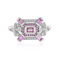 Anello in argento con Zaffiro Ceylon Rosa (non riscaldato)