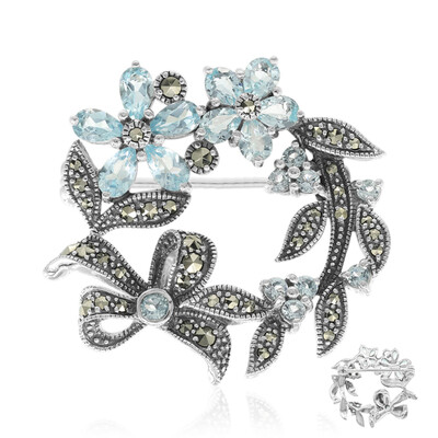 Spilla in argento con Topazio Blu Cielo