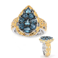 Anello in argento con Cianite Blu Foglia di Tè (Gems en Vogue)
