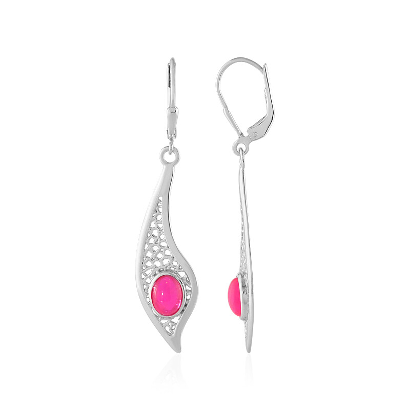 SILVEGO Orecchini Donna Argento 925 Con Opale Rosa Sintetico, Rodiati, Ipoallergenici, In Confezione Regalo, 15 Mm, LPS1398P