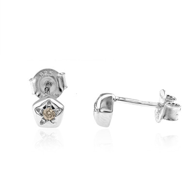 Orecchini in argento con Diamante Champagne SI2
