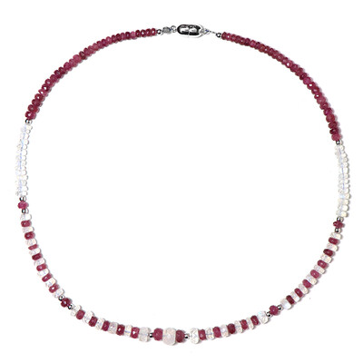 Collana in argento con Pietra di Luna Arcobaleno (Riya)