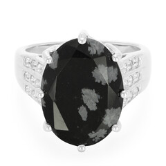 Anello in argento con Ossidiana Fiocco di Neve