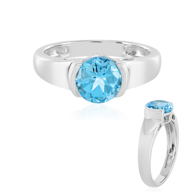 Anello in argento con Topazio Blu Svizzero