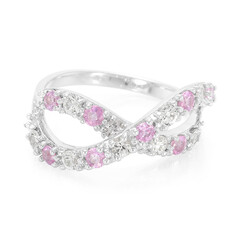 Anello in argento con Zaffiro Rosa Ceylon e Zaffiro Bianco