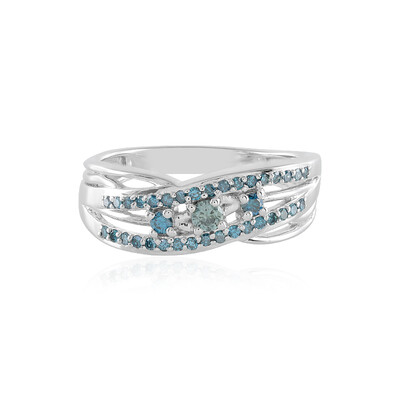 Anello in argento con Diamante Blu I2