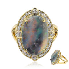 Anello in oro con Opale Nero di Lightning Ridge