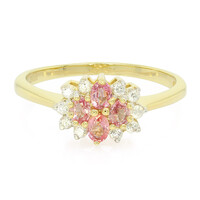 Anello placcato in oro con Zaffiro Padparadscha
