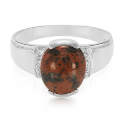 Anello da uomo in argento con Ossidiana Mogano