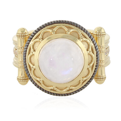 Anello in argento con Pietra di Luna Arcobaleno (Memories by Vincent)
