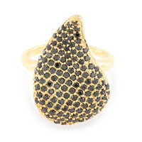 Anello placcato in oro con Spinello Nero