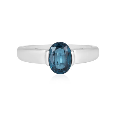 Anello in argento con Cianite Blu Foglia di Tè