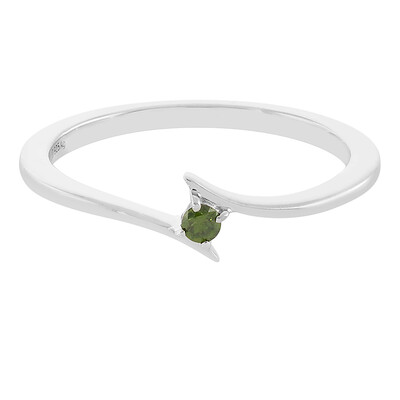 Anello in argento con Diamante Verde I3