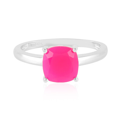 Anello in argento con Calcedonio Lampone