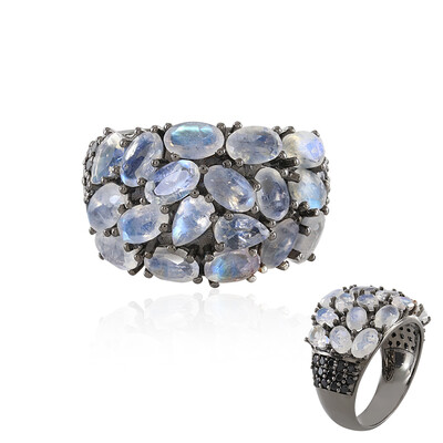 Anello in argento con Pietra di Luna Arcobaleno
