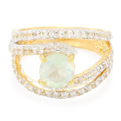 Anello placcato in oro con Prehnite